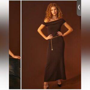 REFORMATION Paulette Cashmere Sweater Dress MIDI Size Medium Chocolate Brown